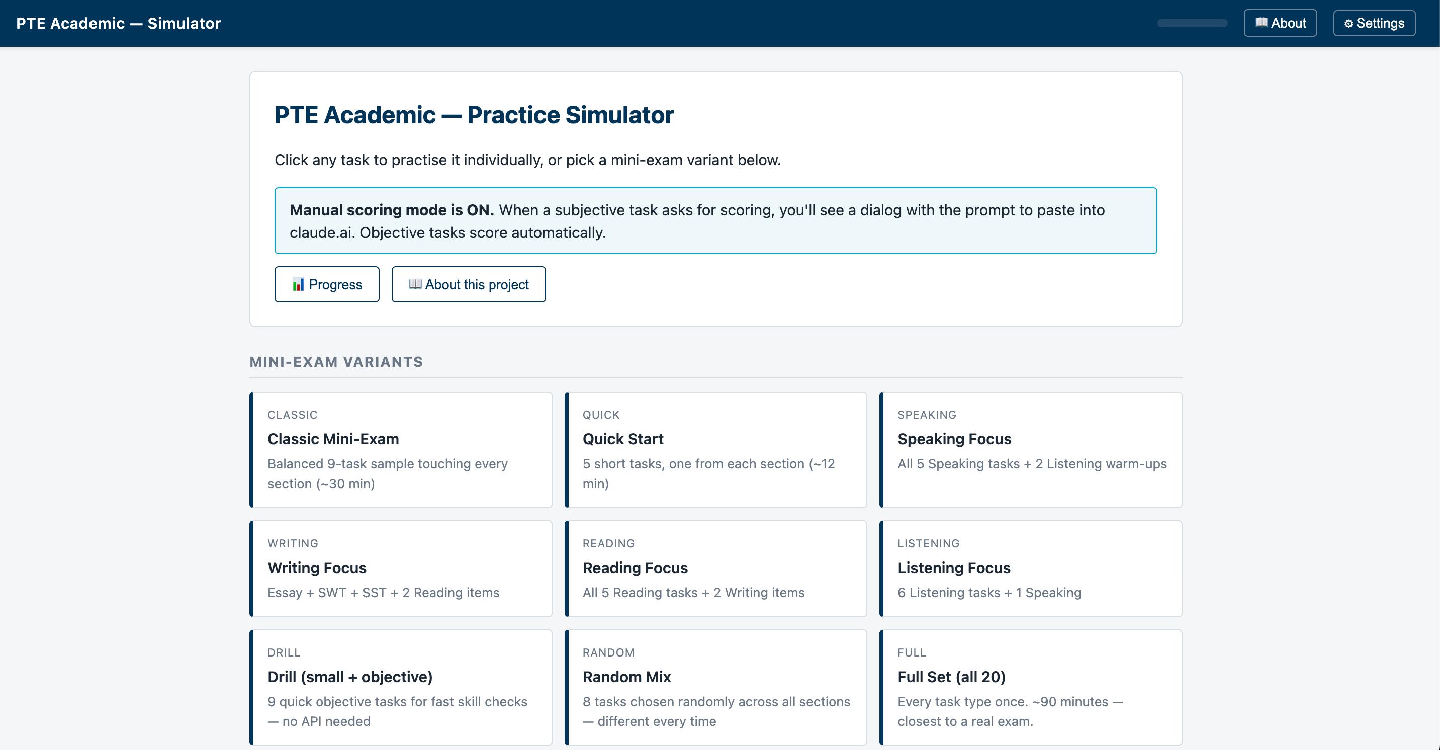 PTE Academic Simulator